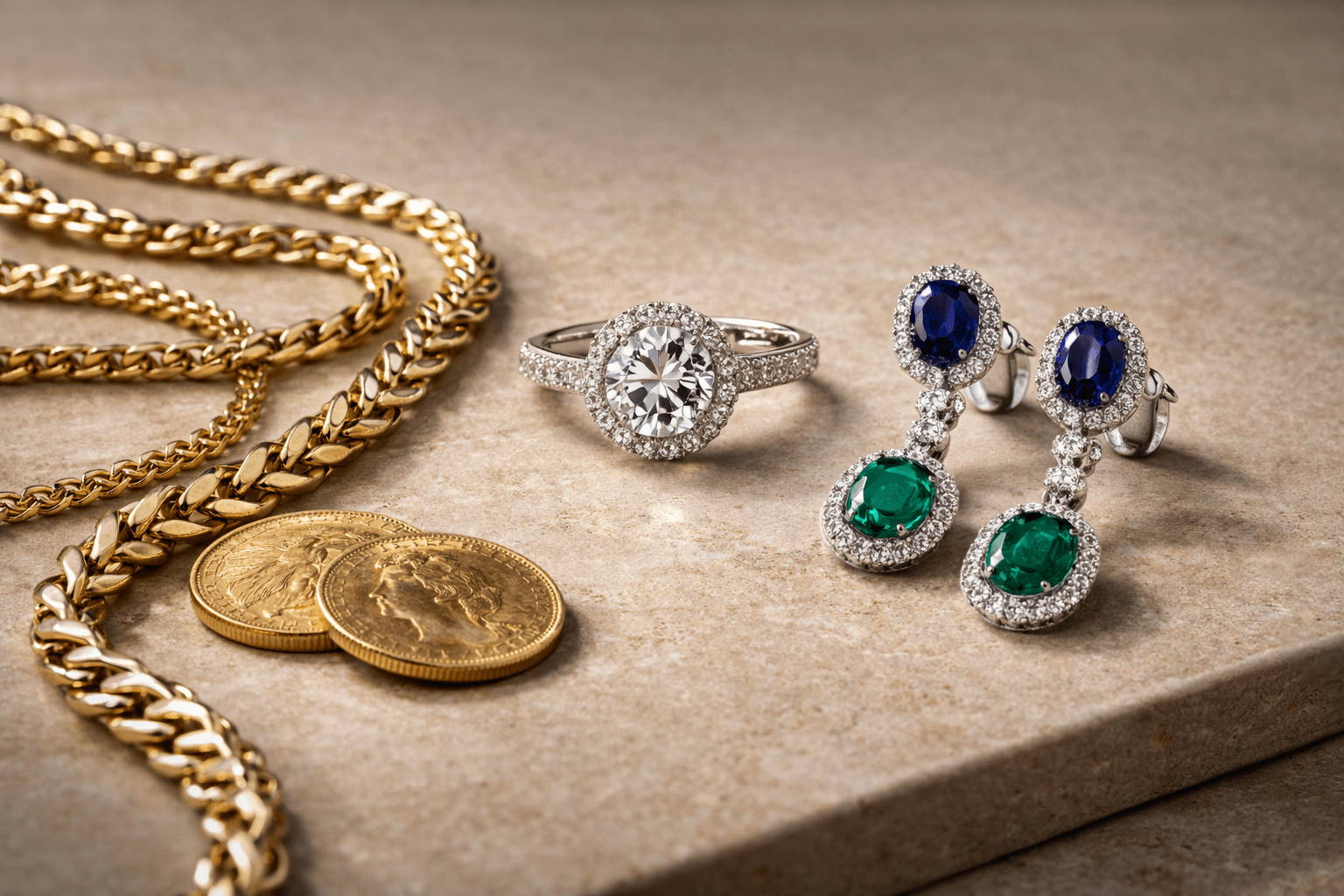 Joyas de oro y piedras preciosas para tasación